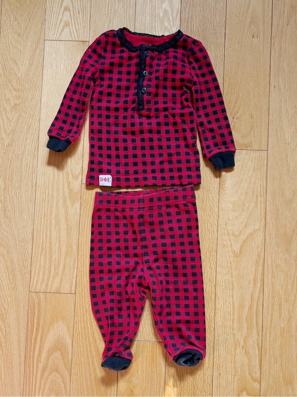 Ralph Lauren Red and Black Plaid Kids Pajama Set